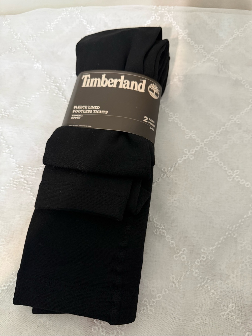Timberland Black Fleece-Lined Footless Tights - 2 Pack